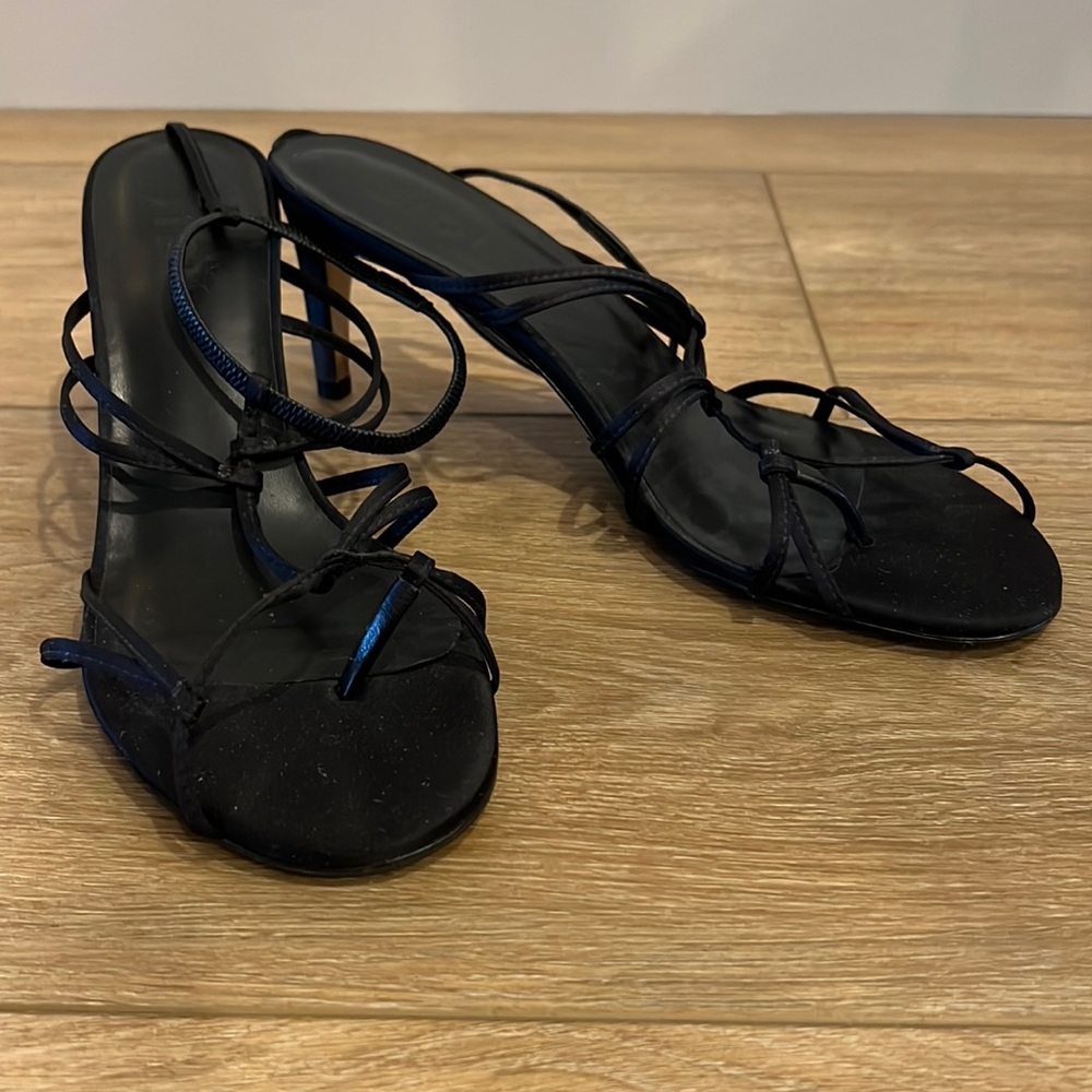 Tibi Black Satin Sandals
